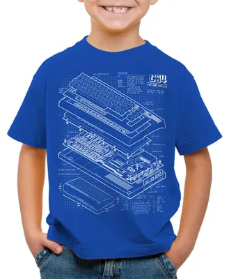 Produktbild von style3 C64 Heimcomputer Blaupause Kinder T-Shirt classic gamer