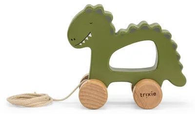 Immagine prodotto di Dinosauro in legno da tirare Trixie - Legno- Giocattolo per bambini