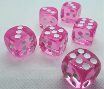 Produktbild von Würfelset D6 Transparent: Pink (12)