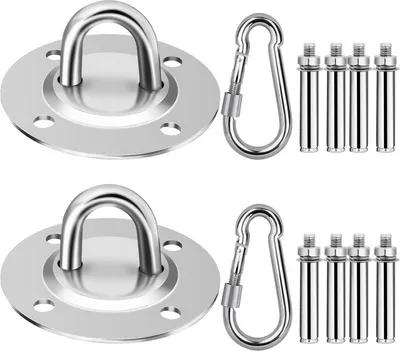 Zdjęcie produktu dla TolleTour 2x haki sufitowe do foteli wiszących Premium ze stali nierdzewnej, nośność 500 kg – haki sufitowe do foteli wiszących, lamp wiszących, hamaków, worków bokserskich i huśtawek