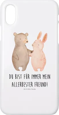 Produktbild von Mr. & Mrs. Panda Iphone 10 Handyhülle Bär und Hase Umarmen - Weiß - Geschenk, Bester Freund, Hülle, Handy, BFF, Cover, X, für Immer