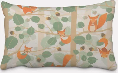 Produktbild von SCHÖNER LEBEN. Kissenhülle Eichhörnchen im Baum grün orange Größe 60x80cm (HxB) 60x80cm (HxB) Größe