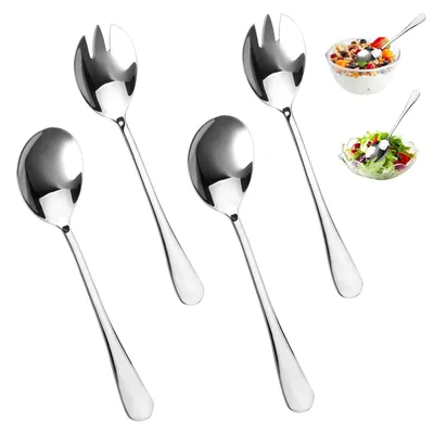 Salatbesteck-Set, 4-teilig, Edelstahl, 20 cm, silber