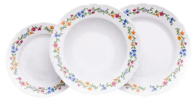 Produktbild von Tellerset, tschechisches Porzellan, Konstanz, Blumenband, 18 d., Thun 1794