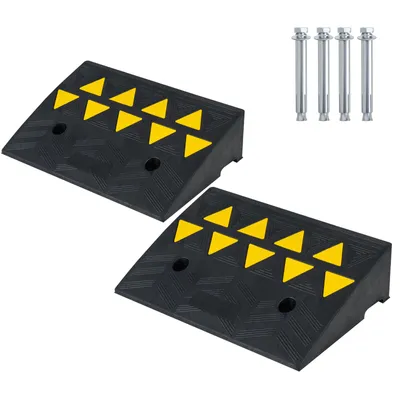 Produktbild von COSTWAY 2er Set Türschwellenrampe Vollgummi, Bordsteinrampe mit 15T Tragkraft, Rollstuhlrampe Auffahrrampe rutschfest für unebenen Boden 48x33x13cm