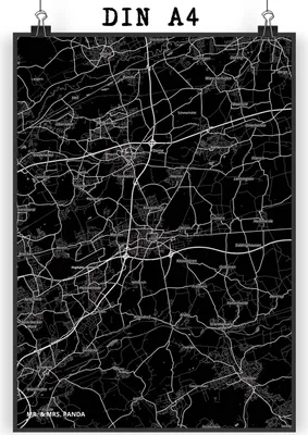 Produktbild von Mr. & Mrs. Panda Bild Unna DIN A4 - Geschenk, drucke, Stadt Dorf Karte Landkarte Map Stadtplan, kunstdruck poster, Wandbild, wanddeko, Wanddekoration