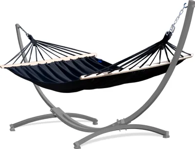 Produktbild von Potenza Outdoor Hängematte mit Gestell für 2 Personen I Stabhängematte XXL 220x160, 200kg I Grau Hängemattengestell 220kg Wetterfest