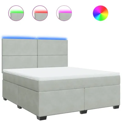 Produktbild von Boxspringbett mit Matratze Hellgrau 180x200 cm Samt