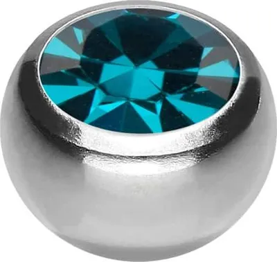 Produktbild von Chirurgenstahl Schraubkugel mit Seitengewinde KRISTALL Farbe: Silber + Kristall: Zirkonblau Kugelgröße: 8mm