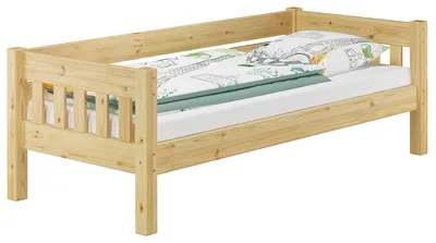 Produktbild von Kieferbett natur Einzelbett 90x200 Massivholz-Bettgestell Sofabett mit wählbarem Zubehör V-60.53-09ohne Zubehör