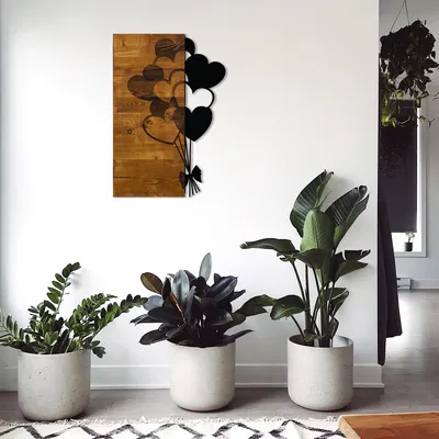 Image de Wallity, Love- SKL1336, couleur noyer,noir, autres décorations pour la maison, 39 x 58 cm, 50% bois (épaisseur : 3 cm) / 50% métal