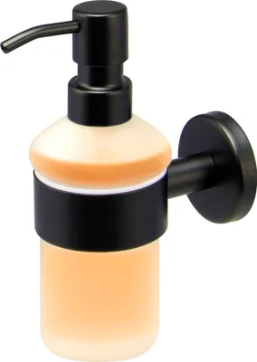 Produktbild von bremermann Bad-Serie PIAZZA BLACK - Seifenspender mit Wandhalterung, aus satiniertem Glas & Edelstahl, matt schwarz
