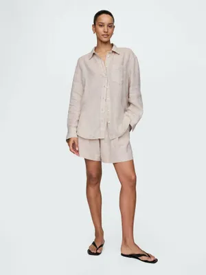 Produktbild von Gap High-Waist Leinen Shorts XL Beige, elastisch, Innenbeinlänge 10 cm