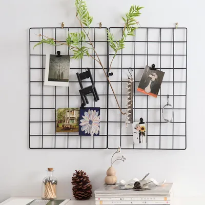 Image de Étagère murale, décoration murale avec photos, décoration de bureau, tableaux mémo pour la cuisine, le salon et la chambre à coucher, dimensions : 44 cm x 30 cm, lot de 2 (noir)