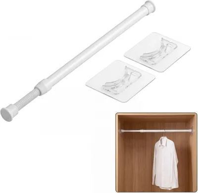 Produktbild von Teleskopstange 30-50 cm weiß, verstellbare Gardinenstange ohne Bohren, 2 Halterungen, für Fenster