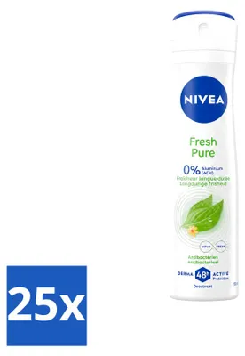 Productafbeelding van 25 x NIVEA Deodorant Spray Fresh Pure - zonder aluminium - 150 ml - voordeelverpakking - 25 stuks