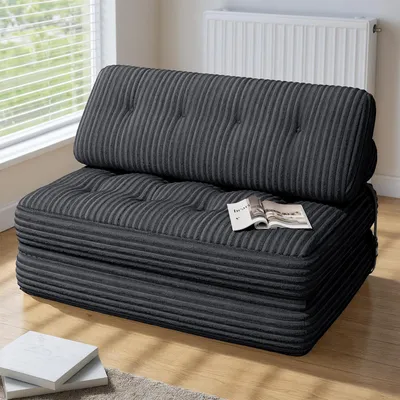 Immagine prodotto di BEALIFE 3-in-1 beanbag pieghevole | Come divano, poltrona e letto per ospiti | Per stanze piccole | 130x90x60 cm | AR33 | Grigio scuro