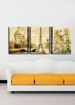 Produktbild von Opviq, 3P3040CS- CLA2693, Bunt, Wanduhren, 96 x 40 cm, 100% Wildleder -Leinwand