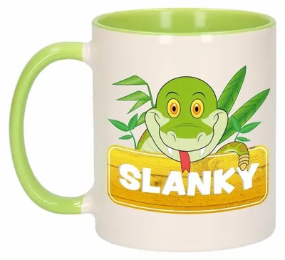 Produktbild von Slanky Becher - grun/weis - Keramik - 300 ml - Kinderbecher Schlange