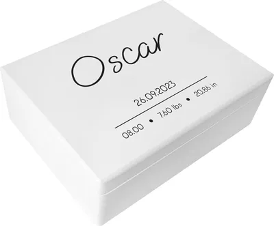 Produktbild von Creative Deco Erinnerungsbox Baby Pünktchen | Personalisierte Holzkiste ohne Griffe Weiß
