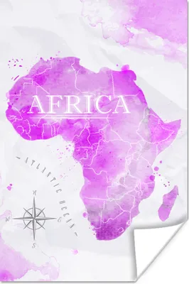 Produktbild von MuchoWow® Poster Weltkarte - Rosa - Afrika 80x120 cm - Papierdruck