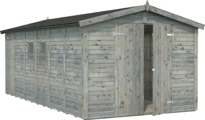 Produktbild von Palmako Gerätehaus Dan 14,7 m² - 16 mm Grau tauchimprägniert