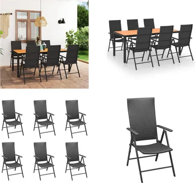 Produktbild von vidaXL 7 tlg. Garten Essgruppe Schwarz und Braun - Garten Essgruppe - Garten Essgruppen - Garten Sitzgruppe - Garten Sitzgruppen