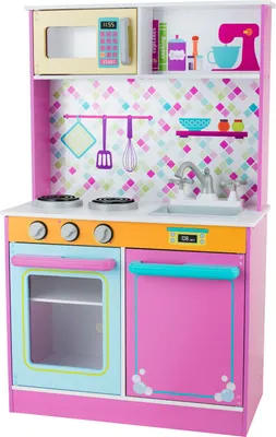 Zdjęcie produktu dla 4iQ Play Kitchen Drewniana kuchnia dla dzieci TinyPlayKitchen 60x31x98 cm