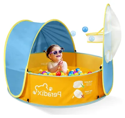 Produktbild von 4-in-1 Baby Planschbecken mit Dach und Basketballkorb, Pop-Up Zelt für Kinder