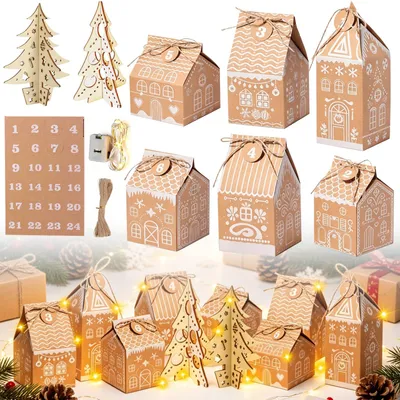 Adventskalender-Tütchen, 24 Stück, Papier, wiederverwendbar
