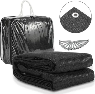 Produktbild von Faziango Zeltteppich 400x600 cm HDPE Schwarz UV-stabil Atmungsaktiv mit 13 Heringe für Zelt & Caravan & Picknick