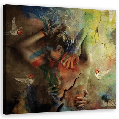 Produktbild von Leinwandbild menschen - farbig 30x30 cm Feeby farbe wandbild bereit zum aufhängen