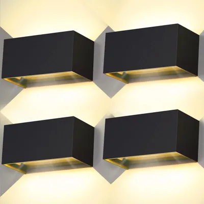 LED-Wandleuchte 20W 3000K IP65 4er-Set schwarz Alu