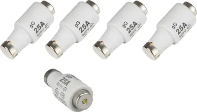 Produktbild von Sicherung DIAZED DII E27 6 bis 25A Blister mit 5 Stück Schmelzsicherungen – 25A (gelb)