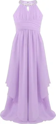 Immagine prodotto di Ragazze principessa abito da sera taglia 152 Cm halterneck strass abito da ragazza di fiore abito da festa di nozze gonna lunga a pieghe