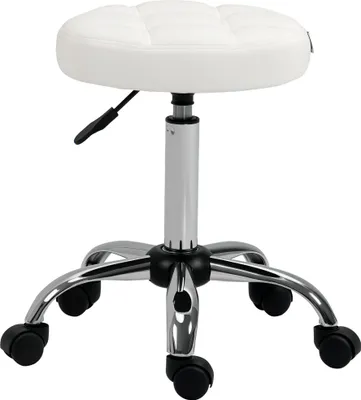 Zdjęcie produktu dla Homcom, obrotowy stołek z regulacją wysokości, 51-67 cm, obrotowy stołek roboczy, 360°, do biura, salonu masażu i spa, biały