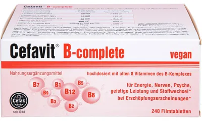 Immagine prodotto di Cefavit B-completo compresse rivestite con film per energia, nervi, psiche, prestazioni mentali e metabolismo, 240 compresse