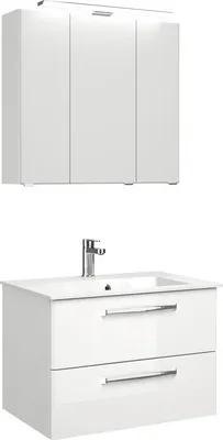 Produktbild von Badmöbel-Set Pelipal Kumba BxHxT 77 x 200 x 50 cm Frontfarbe weiß hochglanz mit Mineralguss-Waschtisch weiß 99.77012609