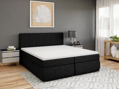 Produktbild von FEDVE Boxspringbett Schlafzimmerbett LEO mit 2 Bettkästen, Doppelbett mit Bonell-Matratze und Topper 180x200