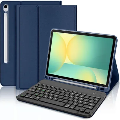 Image de Coque Clavier pour Samsung Galaxy Tab S10 FE / S10 Lite / S9 FE - Synthécuir Bleu Marine avec Clavier Bluetooth