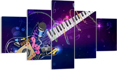 Produktbild von Bild auf Leinwand - Leinwandbild - Gitarre Instrument Musik Notiz - 125x70cm - Wand Bild - Wanddeko - Leinwanddruck - Bilder - Kunstdruck - Wanddekoration - Leinwand bilder - Wandkunst - EA125x70-2724