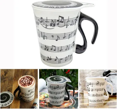 Keramik-Musikbecher mit Deckel, 270 ml, Geburtstagsgeschenk