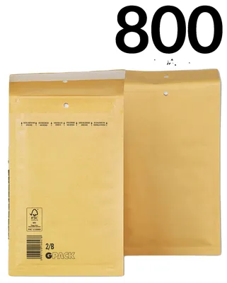 Image de Enveloppes à bulles d'air, rembourrage intérieur à bulles d'air, matériau KRAFT résistant, 800 unités - 2-B (140 x 225 mm)