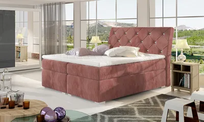 Produktbild von NABBI Gepolstert Doppelbett mit Stauraum Benet 180 - rosa (Kronos 29)