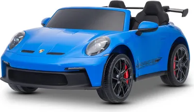 Produktbild von Elektrisches Kinderauto Porsche 911 GT3  24V mit 4x4-Antrieb, blau, zwei Sitze, 2,4-GHz-Fernbedienung, USB/AUX-Eingang, 200W-Motoren, Federung, Lithium-Batterie, LED-Leuchten vorne und hinten, ORIGINALE Lizenz