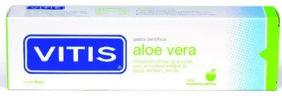 Zdjęcie produktu dla Vitis Aloe Vera Pasta do zębów o smaku jabłkowym 100+25ml gratis