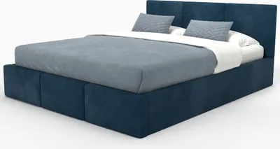 Produktbild von Muralo POLSTERBETT für Schlafzimmer Polsterbett mit Bettkasten und Gasdruckfeder Bett mit Polsterkopfteil Doppelbett 160x200 Bett mit Stauraum Dunkelblau
