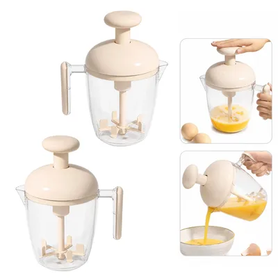 Produktbild von 2er Set Eiermixer Handmixer, Sahne- und Teigquirl für Milchshakes, Getränke & Lebensmittel, manueller Rührbecher für Küche, Backen & Catering