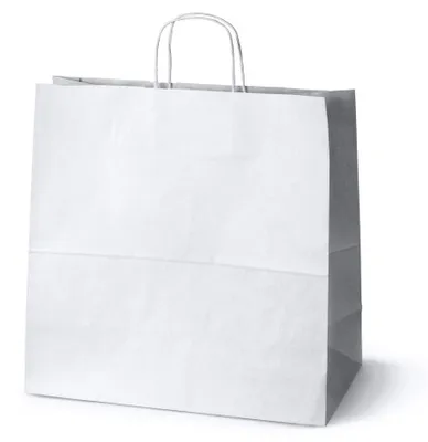 Produktbild von Allbag 100er Pack Weiße Papiertaschen 40x18x39 cm Henkel