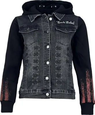 Produktbild von Rock Rebel by EMP Damen schwarze Kapuzenjacke mit Schnürdetails XXL